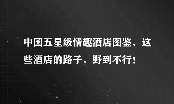 中国五星级情趣酒店图鉴，这些酒店的路子，野到不行！