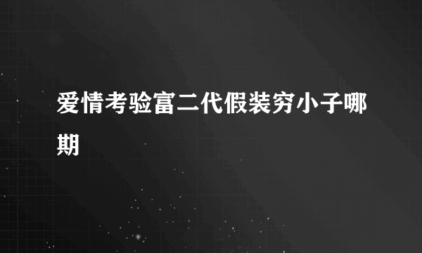 爱情考验富二代假装穷小子哪期