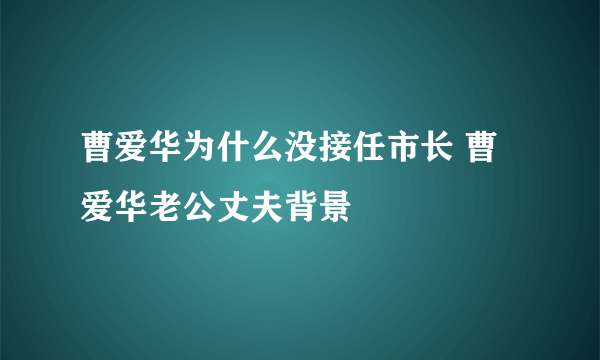 曹爱华为什么没接任市长 曹爱华老公丈夫背景