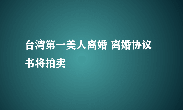 台湾第一美人离婚 离婚协议书将拍卖