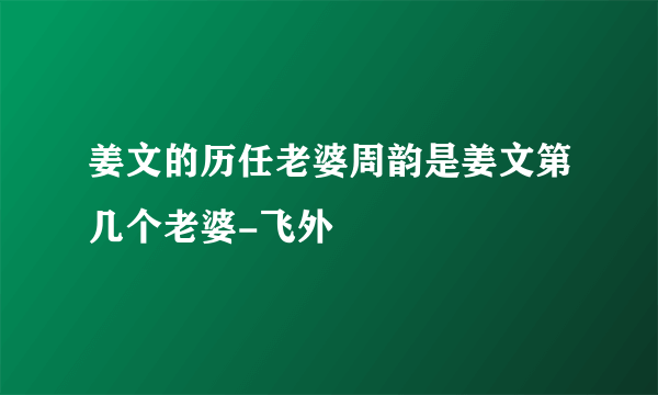 姜文的历任老婆周韵是姜文第几个老婆-飞外