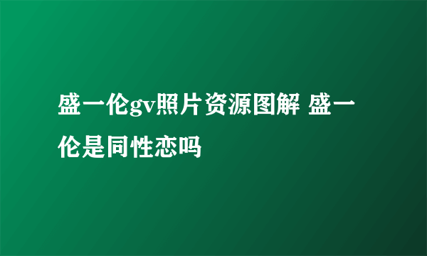 盛一伦gv照片资源图解 盛一伦是同性恋吗