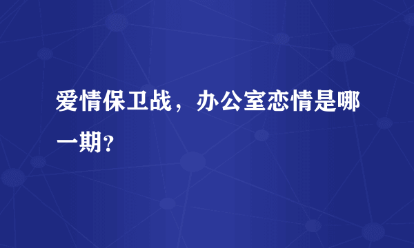 爱情保卫战，办公室恋情是哪一期？