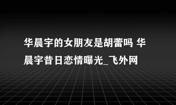 华晨宇的女朋友是胡蕾吗 华晨宇昔日恋情曝光_飞外网