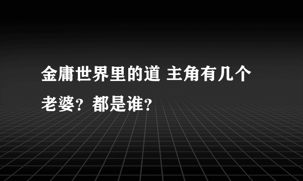 金庸世界里的道 主角有几个老婆？都是谁？