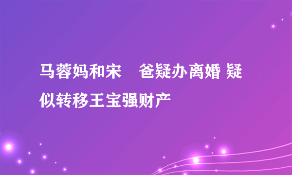 马蓉妈和宋喆爸疑办离婚 疑似转移王宝强财产