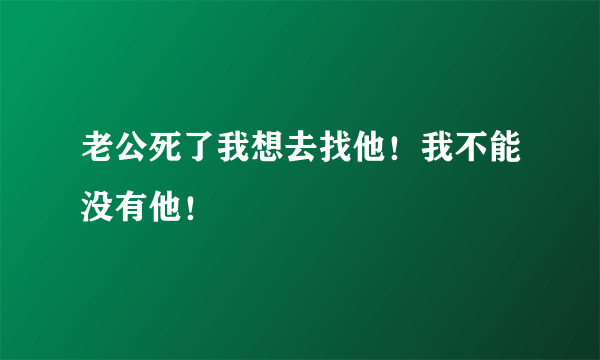 老公死了我想去找他！我不能没有他！