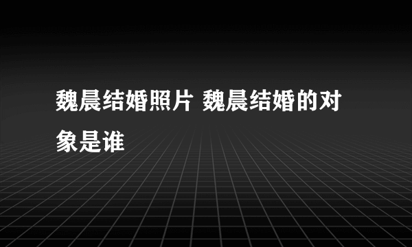 魏晨结婚照片 魏晨结婚的对象是谁