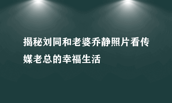 揭秘刘同和老婆乔静照片看传媒老总的幸福生活