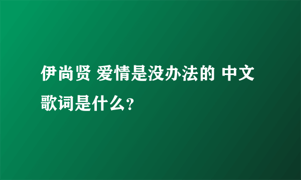 伊尚贤 爱情是没办法的 中文歌词是什么？