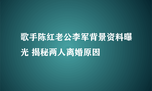 歌手陈红老公李军背景资料曝光 揭秘两人离婚原因