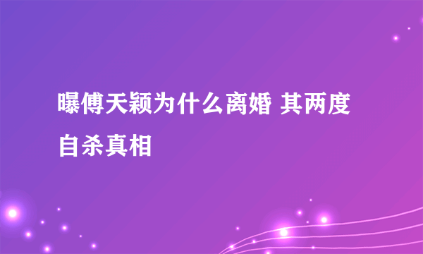 曝傅天颖为什么离婚 其两度自杀真相