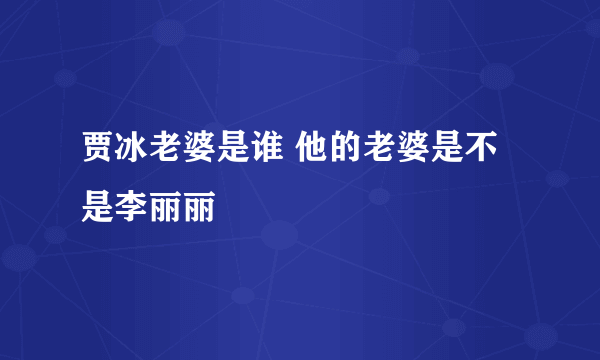 贾冰老婆是谁 他的老婆是不是李丽丽