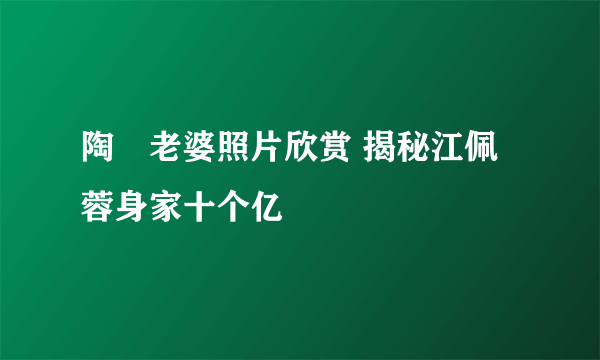 陶喆老婆照片欣赏 揭秘江佩蓉身家十个亿