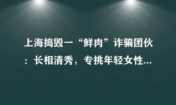 上海捣毁一“鲜肉”诈骗团伙：长相清秀，专挑年轻女性借路费，你怎么看？