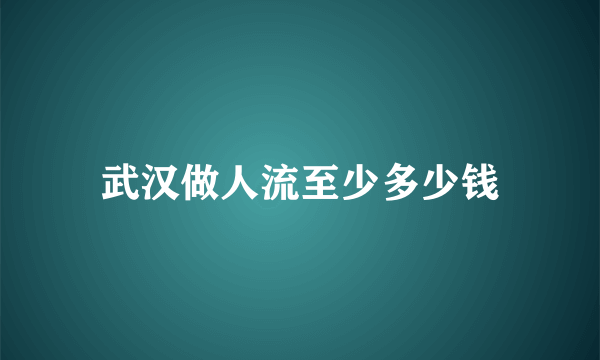 武汉做人流至少多少钱