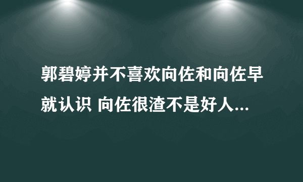 郭碧婷并不喜欢向佐和向佐早就认识 向佐很渣不是好人恋爱史丰富