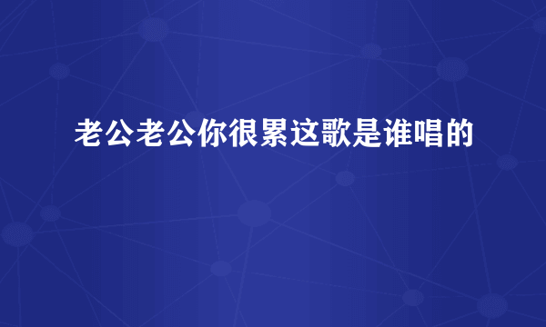 老公老公你很累这歌是谁唱的