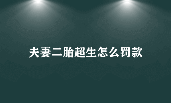 夫妻二胎超生怎么罚款