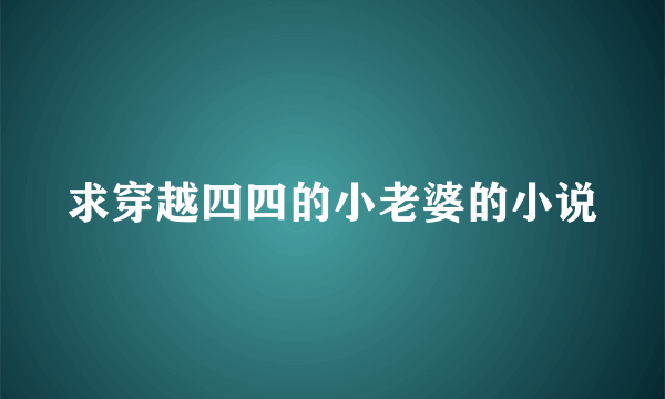 求穿越四四的小老婆的小说