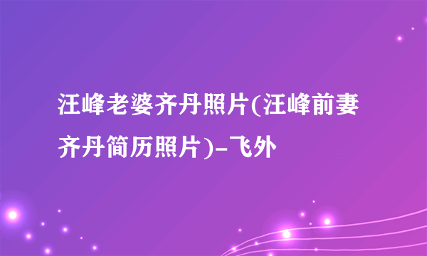 汪峰老婆齐丹照片(汪峰前妻齐丹简历照片)-飞外