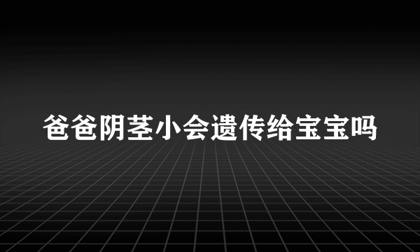 爸爸阴茎小会遗传给宝宝吗