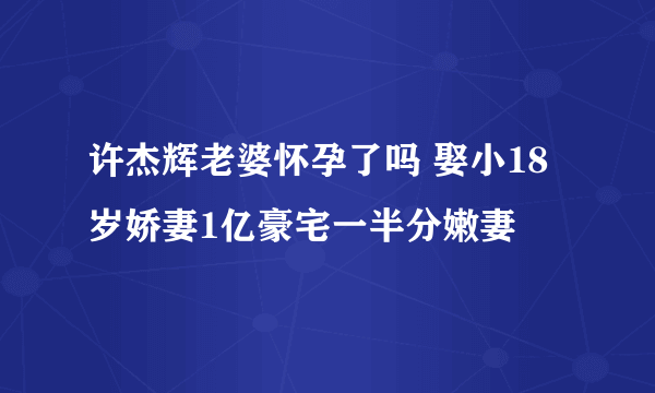 许杰辉老婆怀孕了吗 娶小18岁娇妻1亿豪宅一半分嫩妻