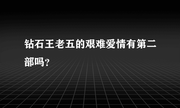 钻石王老五的艰难爱情有第二部吗？