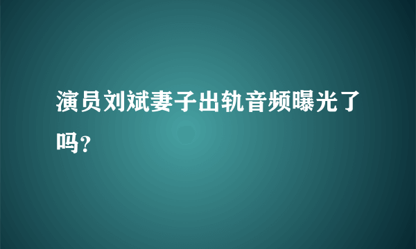 演员刘斌妻子出轨音频曝光了吗？