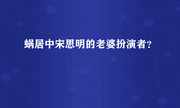 蜗居中宋思明的老婆扮演者？