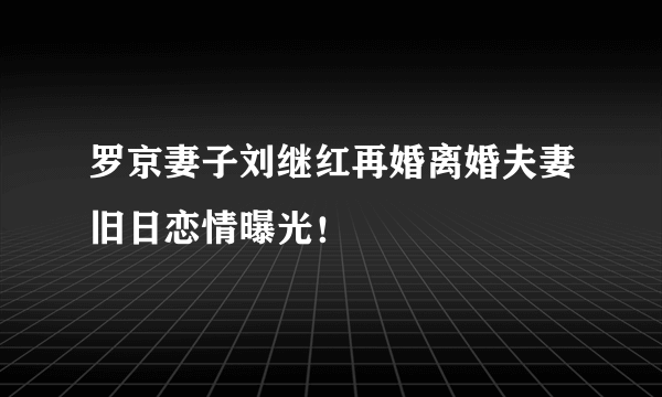 罗京妻子刘继红再婚离婚夫妻旧日恋情曝光！