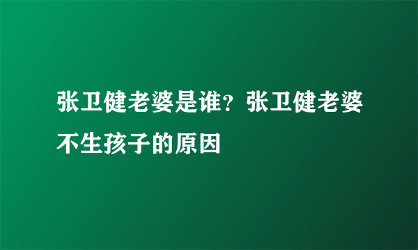 张卫健老婆是谁？张卫健老婆不生孩子的原因