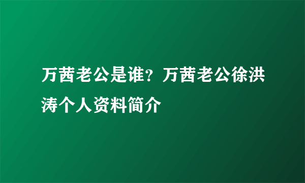 万茜老公是谁？万茜老公徐洪涛个人资料简介