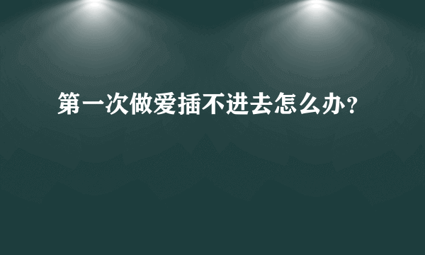 第一次做爱插不进去怎么办？