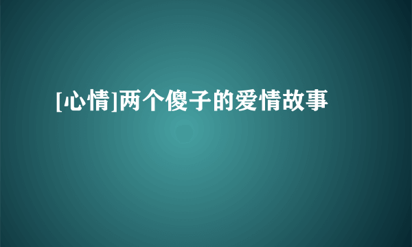 [心情]两个傻子的爱情故事