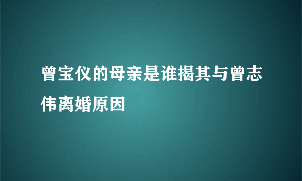 曾宝仪的母亲是谁揭其与曾志伟离婚原因