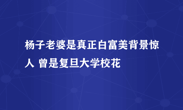 杨子老婆是真正白富美背景惊人 曾是复旦大学校花