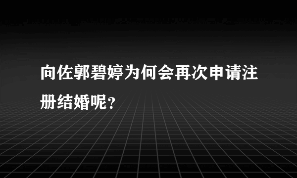 向佐郭碧婷为何会再次申请注册结婚呢？