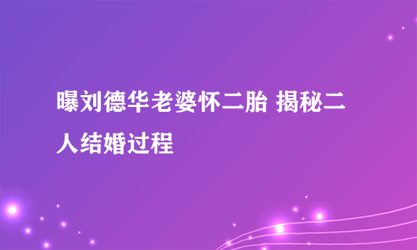 曝刘德华老婆怀二胎 揭秘二人结婚过程