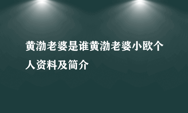 黄渤老婆是谁黄渤老婆小欧个人资料及简介