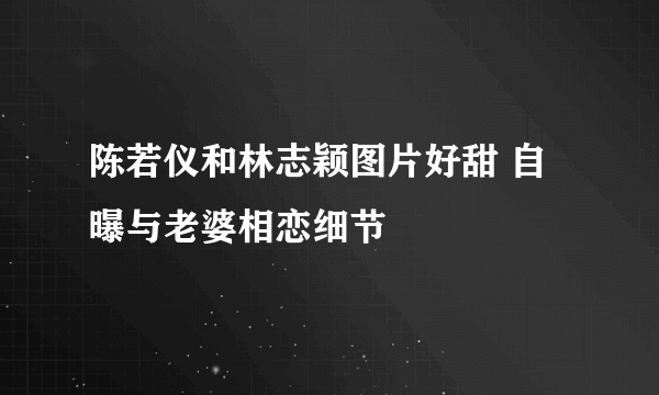 陈若仪和林志颖图片好甜 自曝与老婆相恋细节