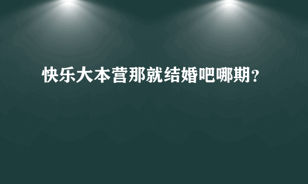 快乐大本营那就结婚吧哪期？