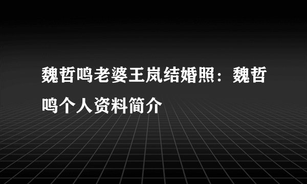 魏哲鸣老婆王岚结婚照：魏哲鸣个人资料简介