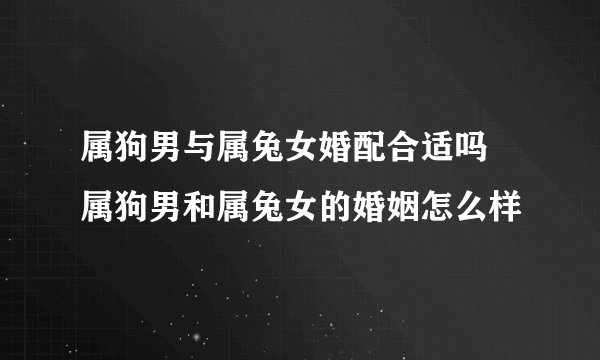 属狗男与属兔女婚配合适吗 属狗男和属兔女的婚姻怎么样