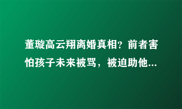 董璇高云翔离婚真相？前者害怕孩子未来被骂，被迫助他一臂之力！