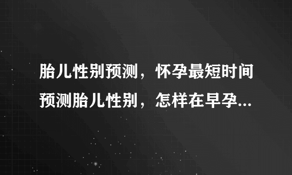 胎儿性别预测，怀孕最短时间预测胎儿性别，怎样在早孕期间预测性别