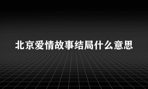 北京爱情故事结局什么意思