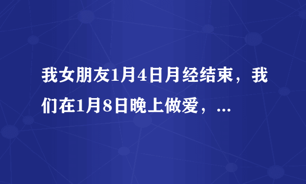 我女朋友1月4日月经结束，我们在1月8日晚上做爱，我是体外射精。有可能我些精液进去了，我不想让她怀