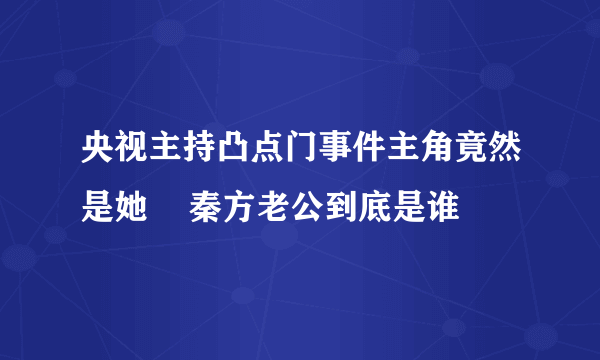 央视主持凸点门事件主角竟然是她    秦方老公到底是谁