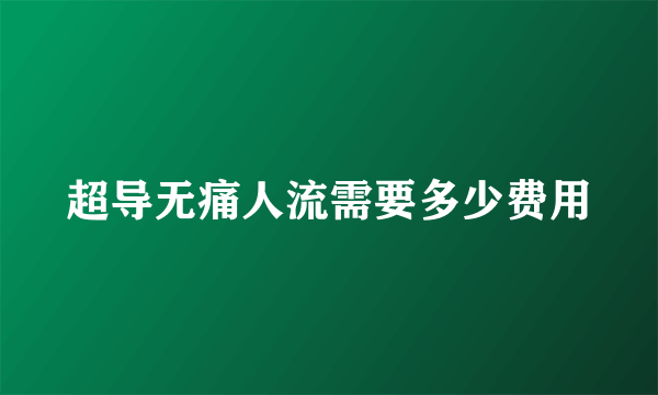 超导无痛人流需要多少费用